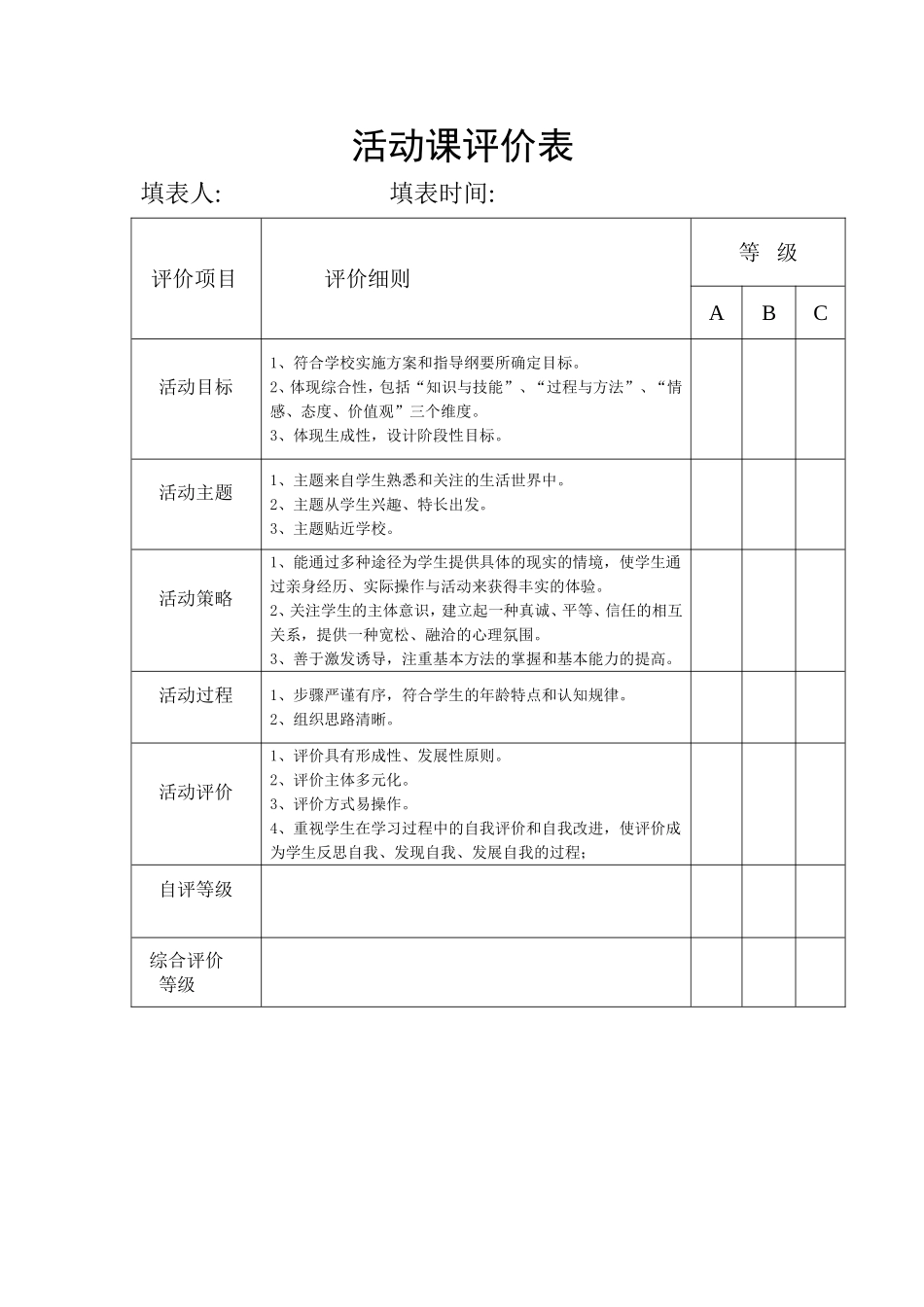 思品活动课调查表_第1页
