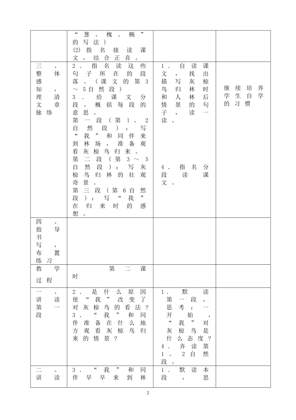 《灰椋鸟》教案_第2页