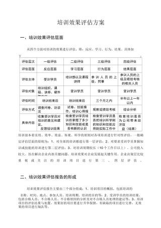 培训效果评估方案