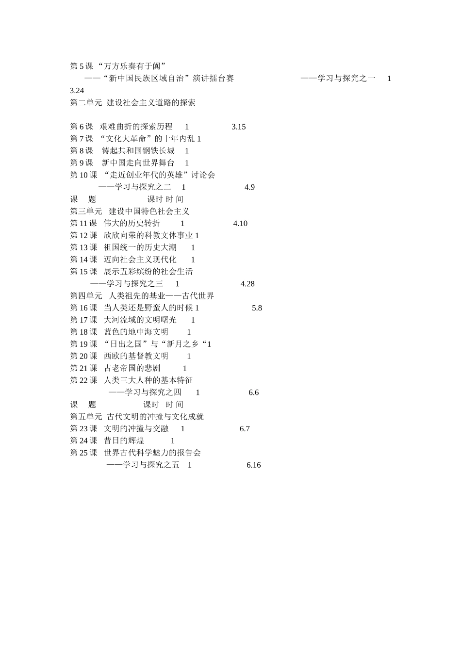 北师大版历史八年级下册教学计划_第3页