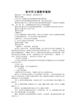 初中作文课教学案例