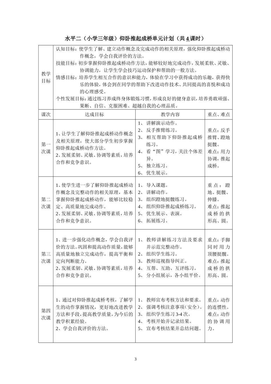技巧《仰卧推起成桥》的教学设计_第3页
