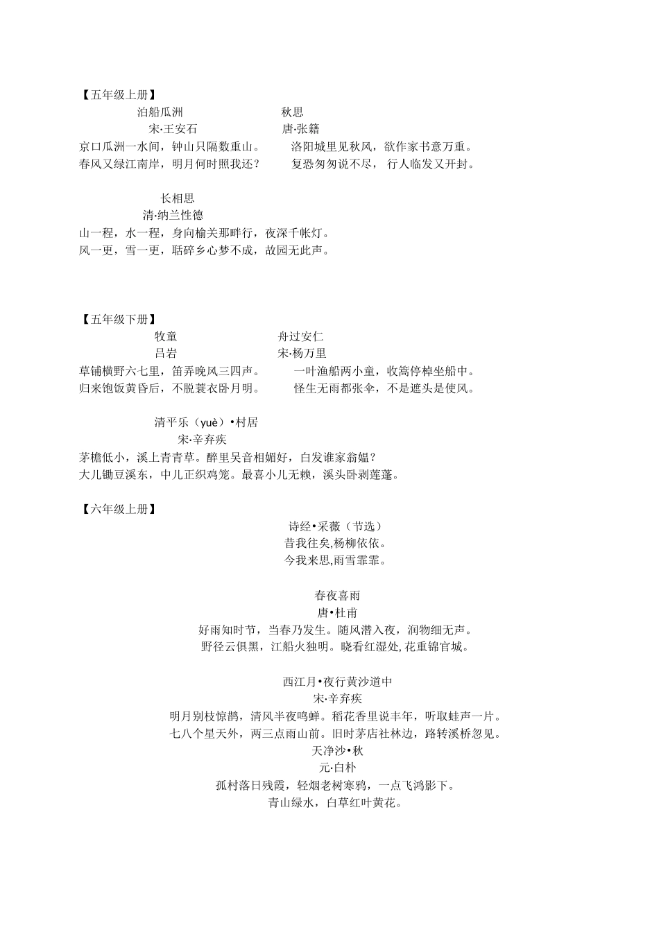 小学一至六年级古诗词_第3页