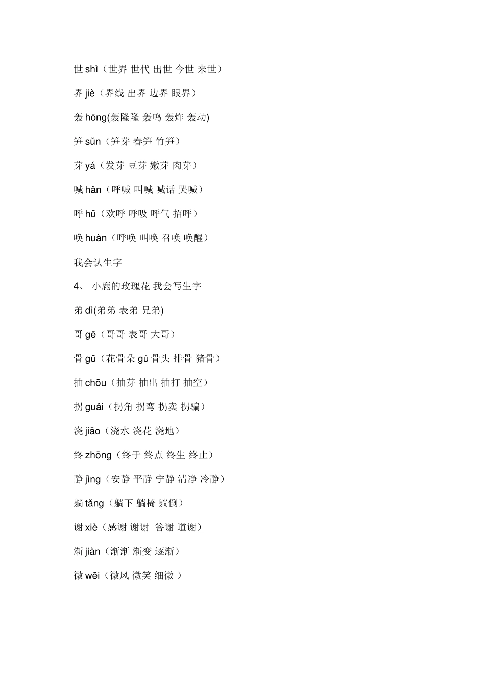 二年级下册语文第一单元生字组词_第2页