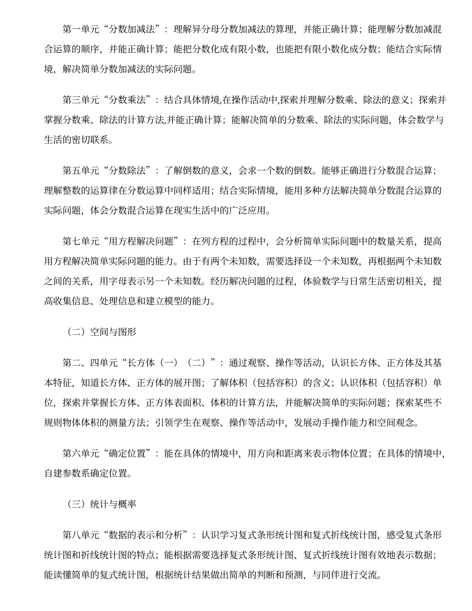 2015五下数学学科教学计划_第2页