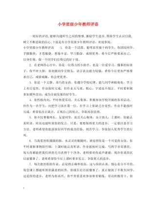 小学星级少年教师评语 