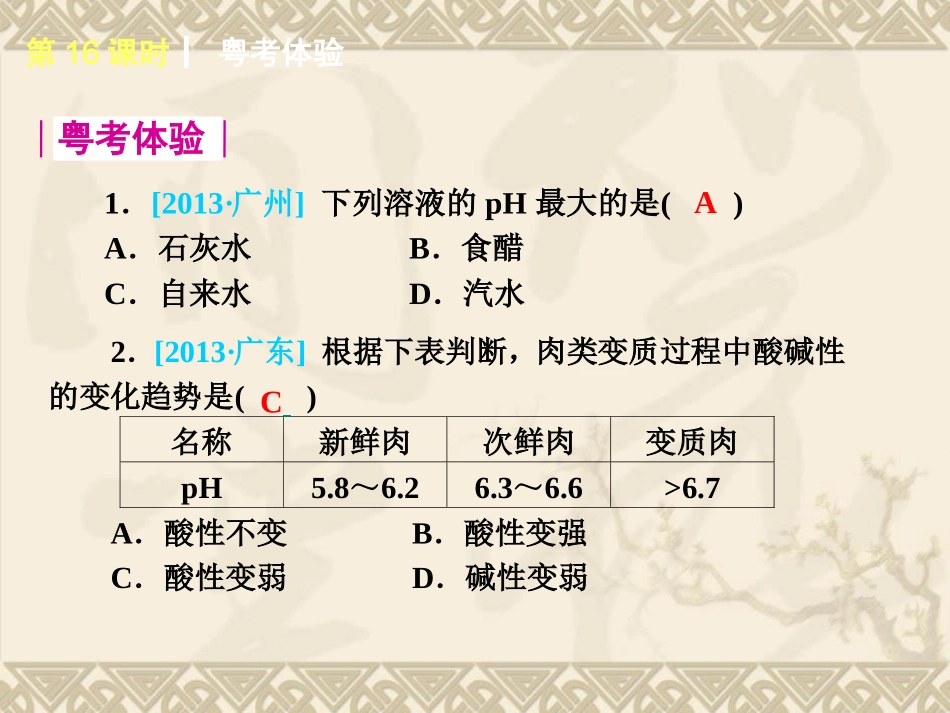 【2014广东中考，化学一轮基础突破】第16课时常见的酸和碱（基础夯实+考点讲解，18）_第3页