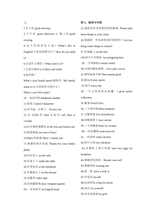 七年级上册英语必备句子