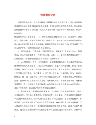 特岗教师评语 