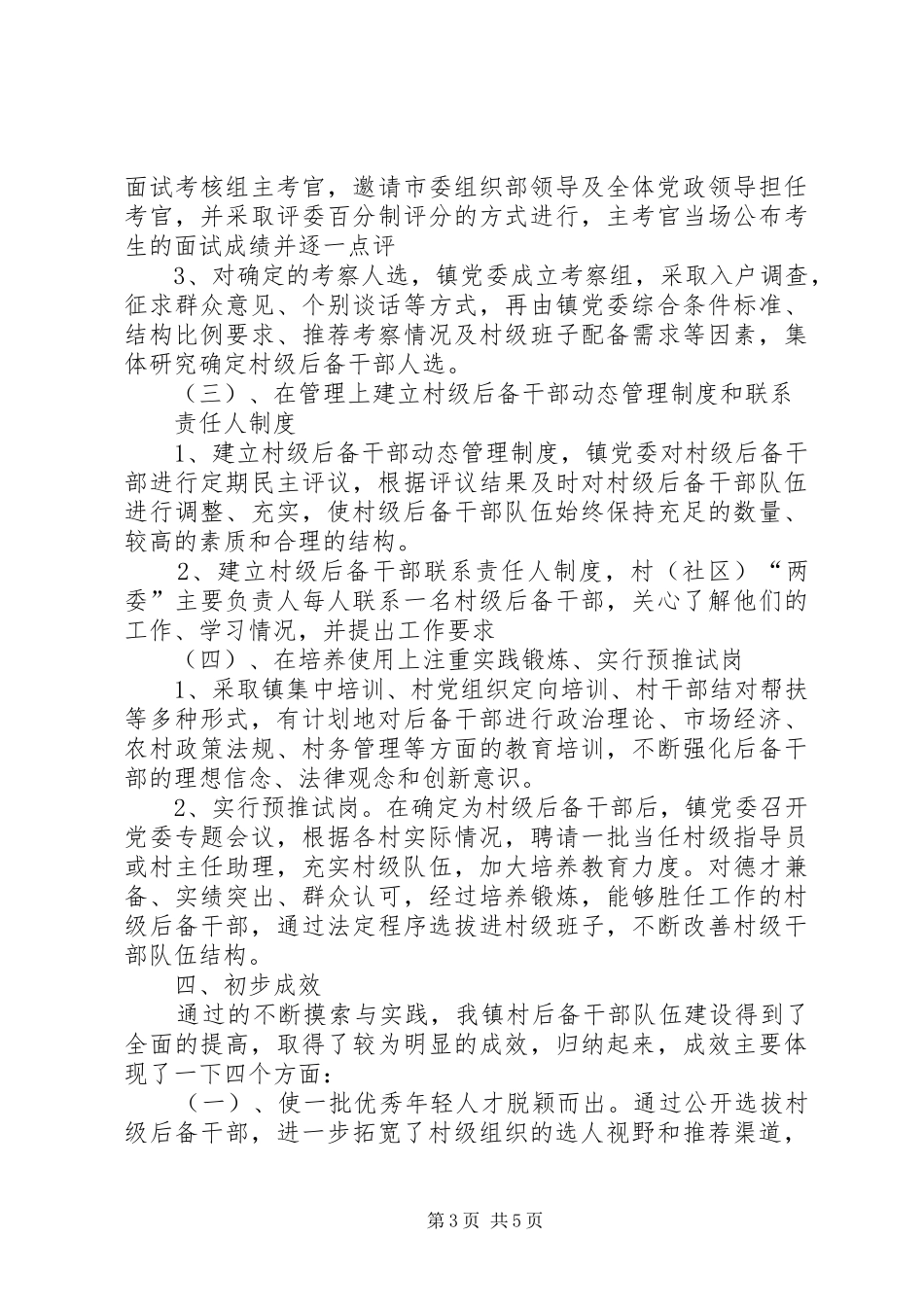 万潮镇村级后备干部选拔工作总结 _第3页