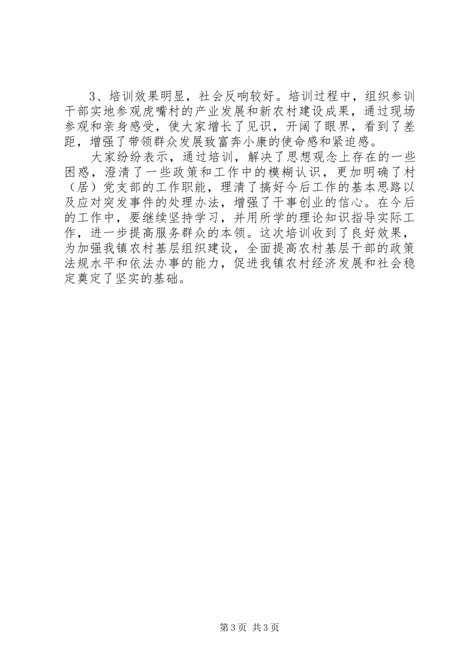乡镇村支书记培训工作总结 _第3页