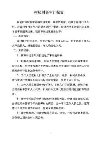 (财务管理)村级财务审计报告