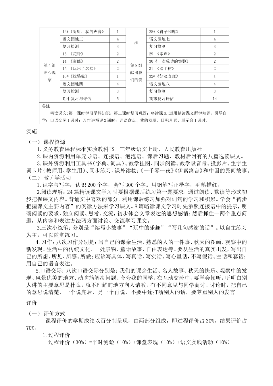小学三年级课程纲要_第2页