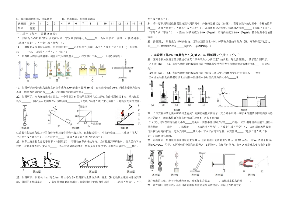 大岩咀中学八年级物理2014~2015学年5月考试_第2页