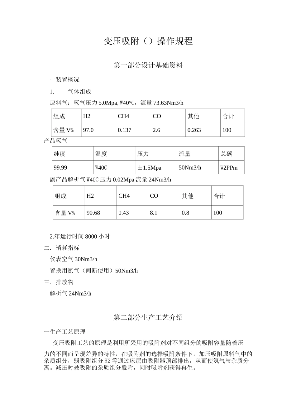 变压吸附(PSA)操作规程_第1页
