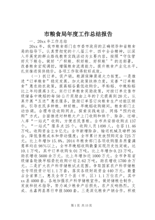 市粮食局年度工作总结报告 