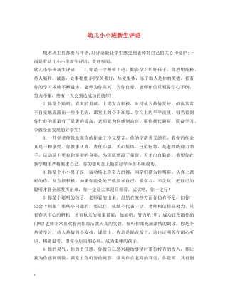 幼儿小小班新生评语 