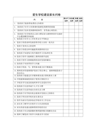 爱生学校建设家长问卷