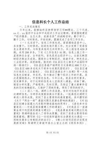 信息科长个人工作总结 
