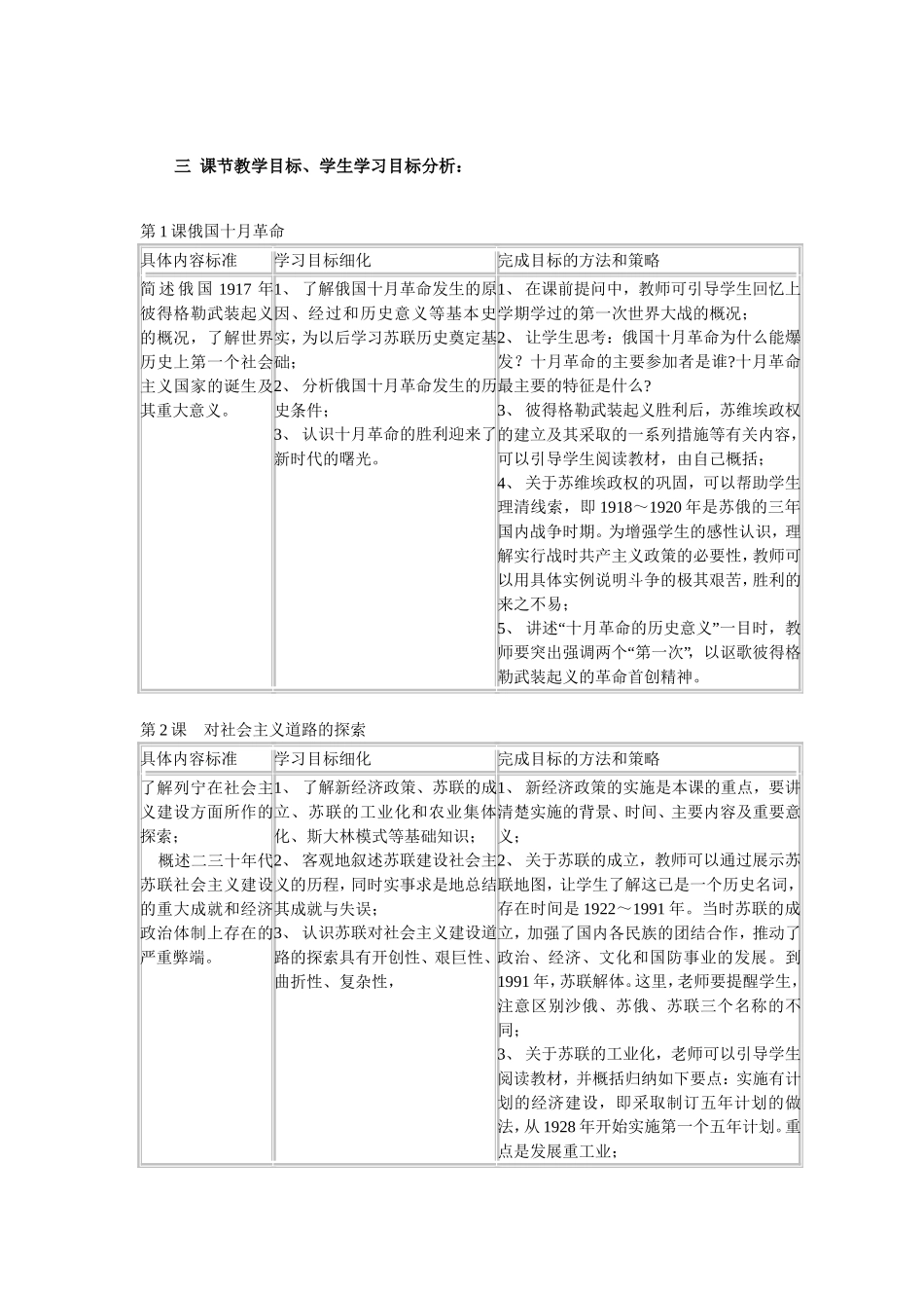 九年级世界现代史教学目标及学科活动_第2页