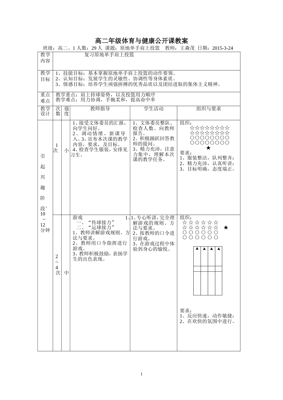 原地单手肩上投篮教学案例_第1页