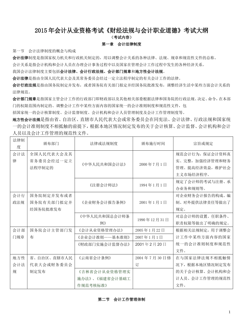 会计从业资格考试考纲_第1页