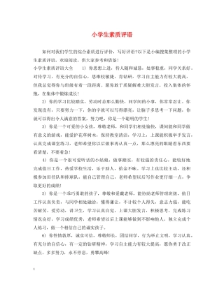 小学生素质评语2 