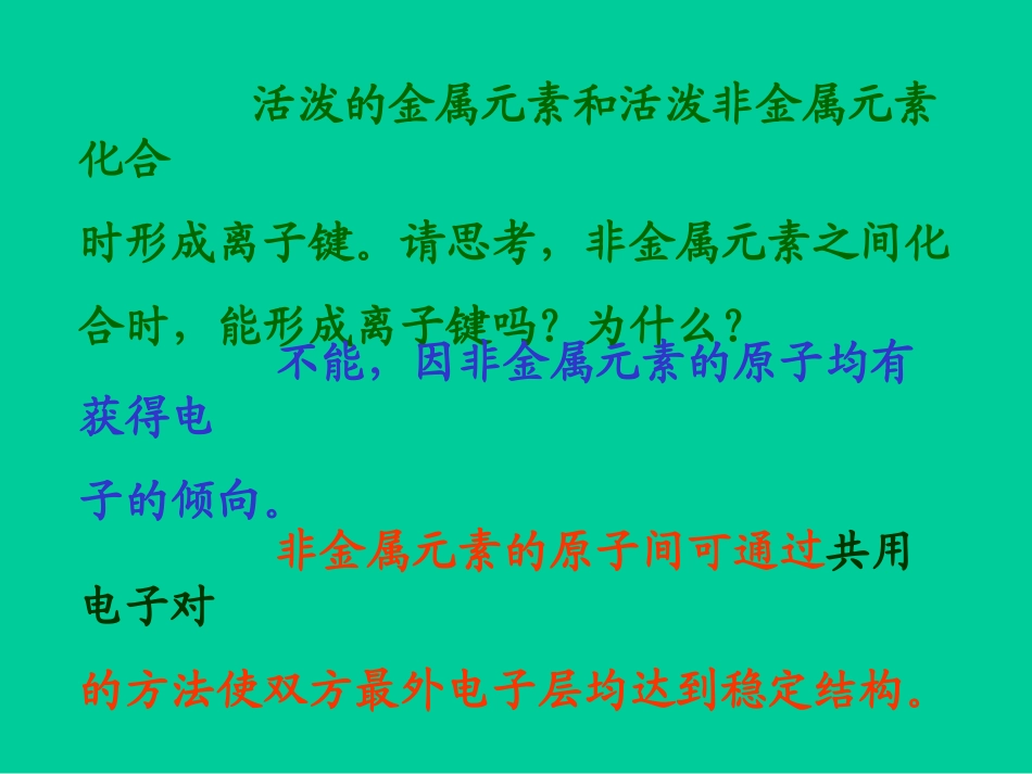 2013-2014学年高中化学必修二课件：第1章第3节共价键_第2页