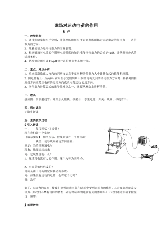 磁场对运动电荷的作用教案