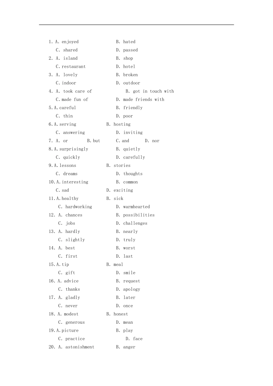 江苏省2012届高考英语二轮-专题冲刺精选综合强化(十三)_第3页