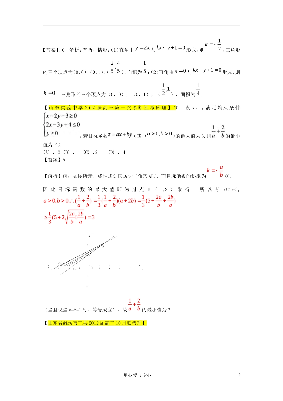 2012全国各地市高考数学模拟试题分类解析汇编5-不等式_第2页