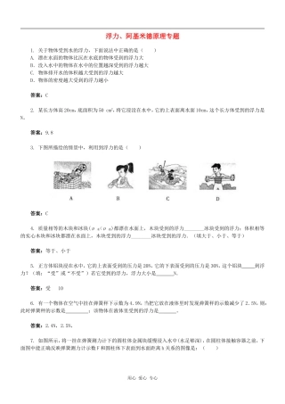 【决胜】2011届九年级物理专题练习-浮力和阿基米德原理