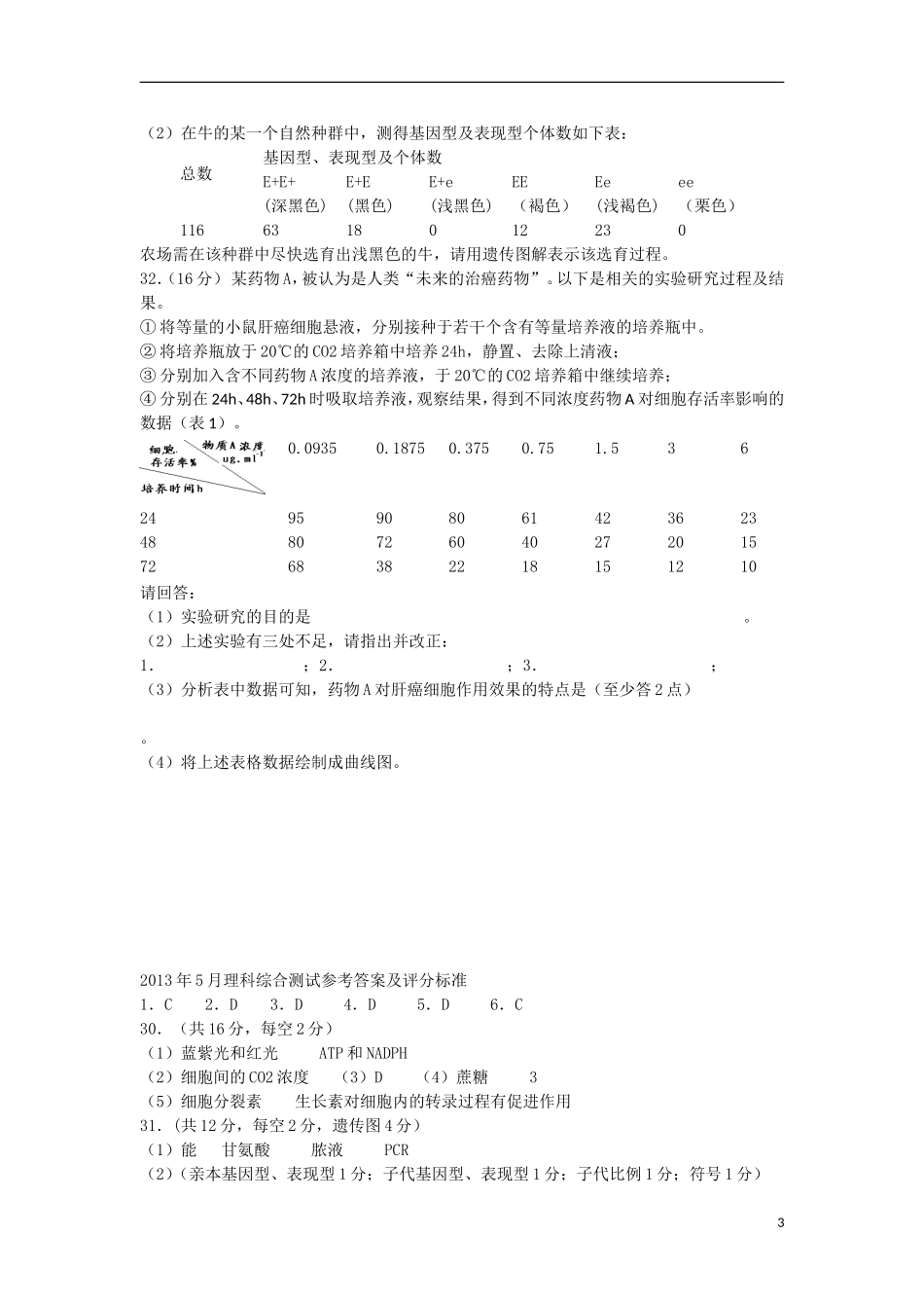 浙江省宁波市鄞州区2013届高三生物5月适应性考试试题浙科版_第3页