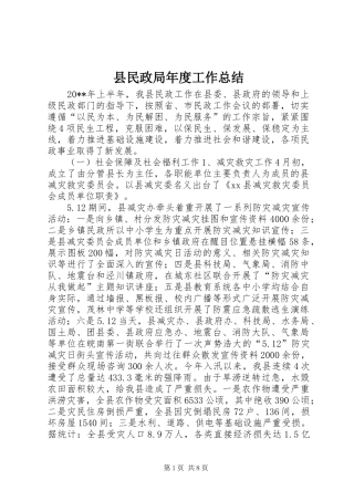 县民政局年度工作总结 