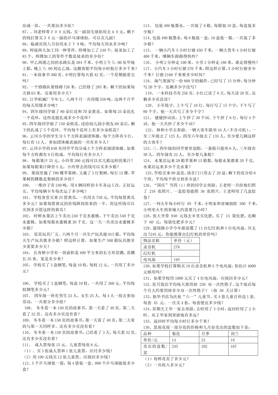 四年级上册数学应用题_第3页