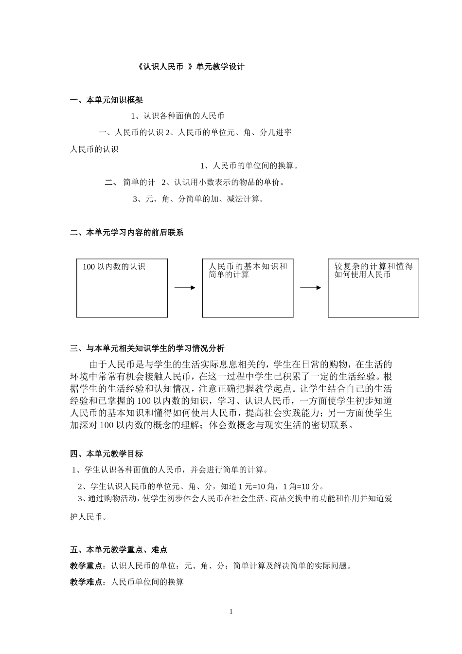 人民币的认识教案_第1页