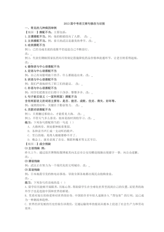 中考语文病句修改与识别