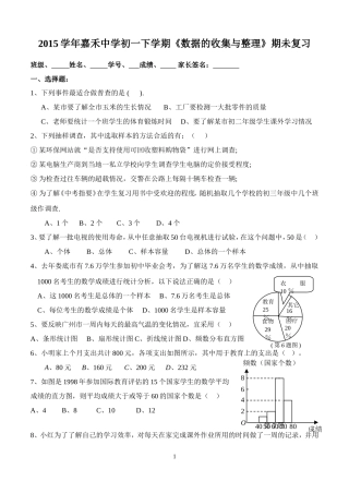 2015学年初一下学期《数据的收集与整理》期未复习