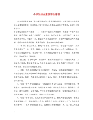 小学生综合素质评价评语 