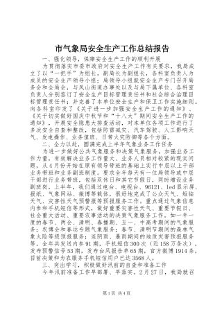 市气象局安全生产工作总结报告 