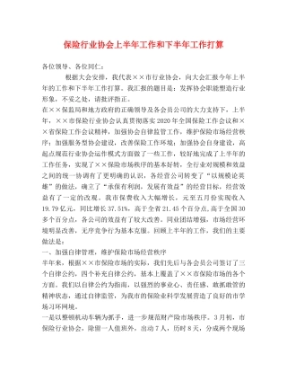 保险行业协会上半年工作和下半年工作打算 