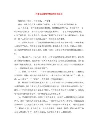 村委会迎接领导检查发言稿范文 