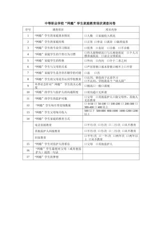中等职业学校“网瘾”学生家庭教育现状调查问卷