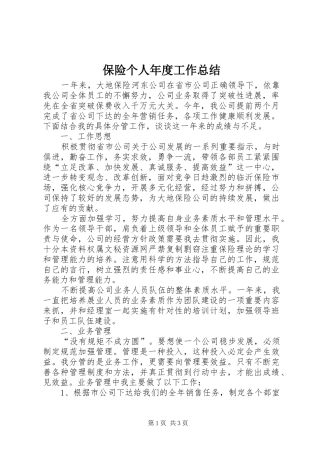保险个人年度工作总结