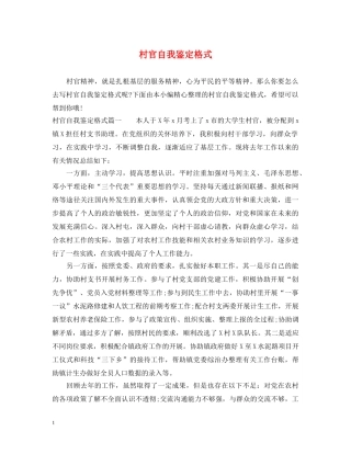 村官自我鉴定格式 