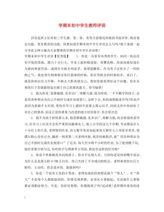 学期末初生教师评语 