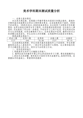 美术学科期末测试质量分析