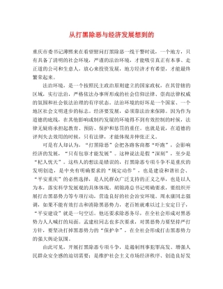 从打黑除恶与经济发展想到的 