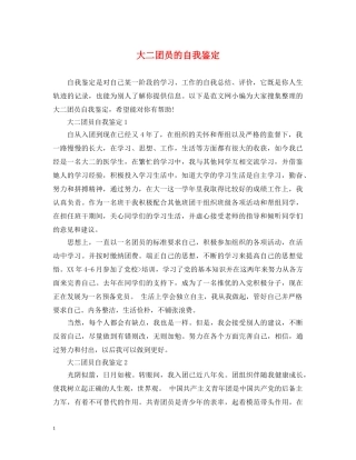 大二团员的自我鉴定 
