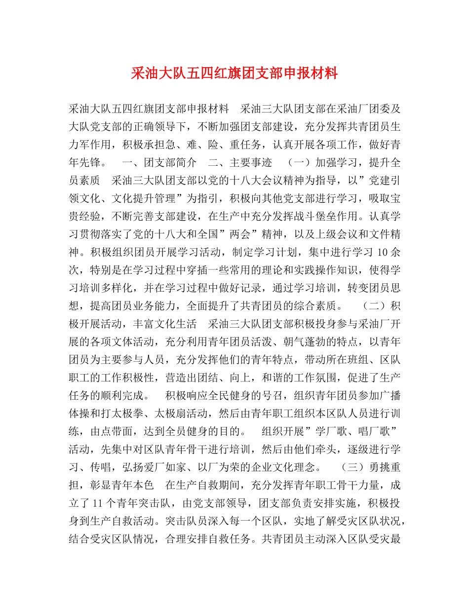 采油大队五四红旗团支部申报材料 _第1页